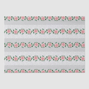 Papel De Seda Rosas Cor-de-Rosa e Renda de Noiva