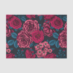 Papel De Seda Rosas cor-de-rosa, vermelha e bi-colorida com folh
