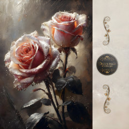 Papel De Seda Rosas Coradas Par Decoupagem