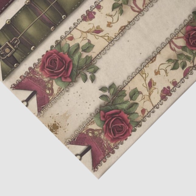 Papel De Seda Rosas de Ameixa Mecânico Steampunk  (Detalhes)