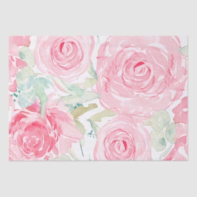 Papel De Seda Rosas de Aquarela (Frente )