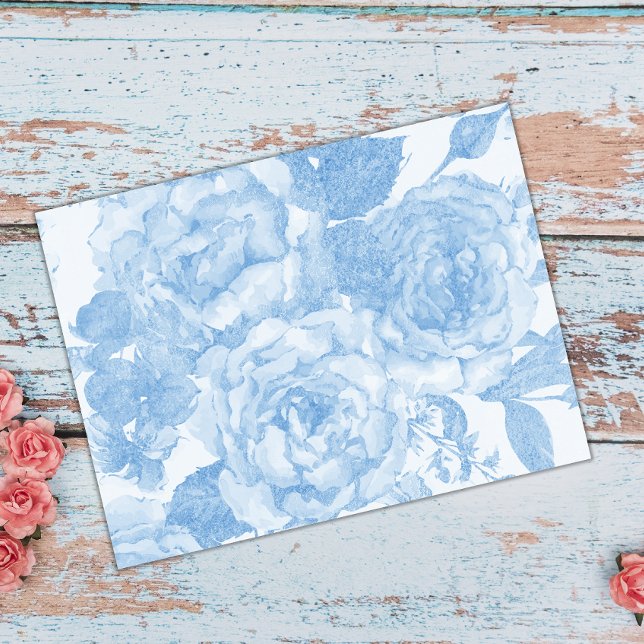 Papel De Seda Rosas de Aquarela Azul (Criador carregado)