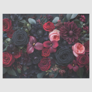 Papel De Seda Rosas de Disposição Floral Escuro Elegante