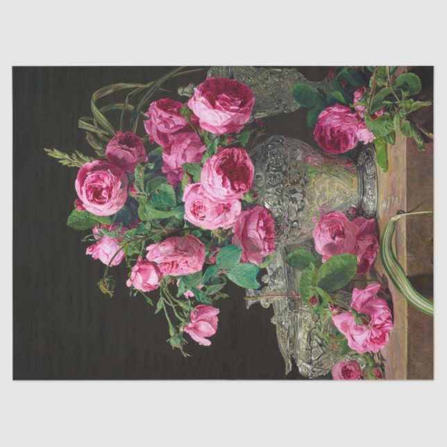 Papel De Seda Rosas de Ferdinand Georg Waldmuller (Frente )