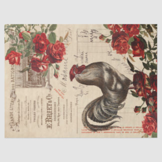 Papel De Seda Rosas De Galo De Farmhouse Decoupage Ephemera Tiss