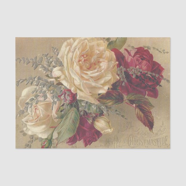 Papel De Seda Rosas de Natal Vitorianas (Frente )