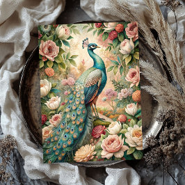 Papel De Seda Rosas de pavão de chique com vinheta de aquarela