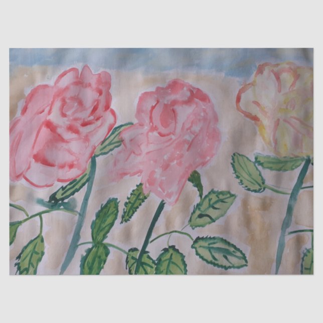 Papel De Seda Rosas de Verão abstrato (Frente )