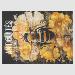 Papel De Seda Rosas de vindima e a desnuvem de rainha da abelha