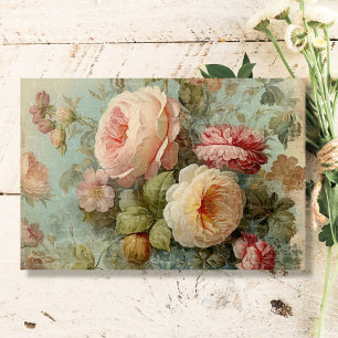 Papel De Seda Rosas de Vintage Francês Azul Floral n Decoupage R