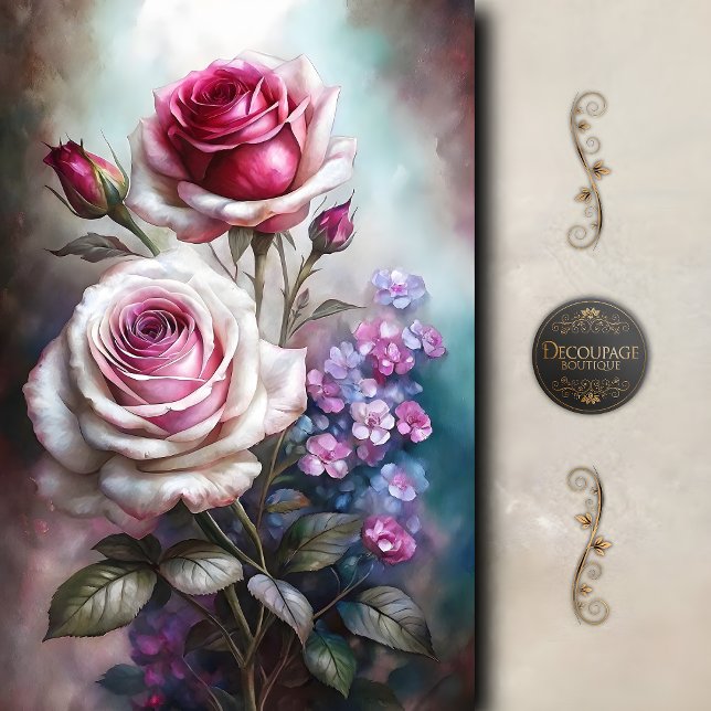 Papel De Seda Rosas - Decoupage do Jardim Credo (Roses Twilight Garden Decoupage Tissue Paper)