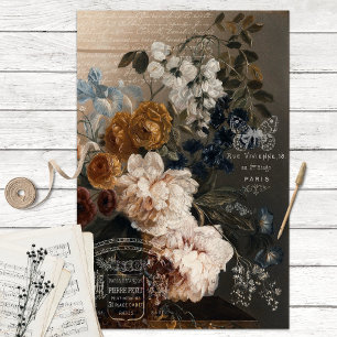 Papel De Seda Rosas desbotados e desacoplamento de Ephemera