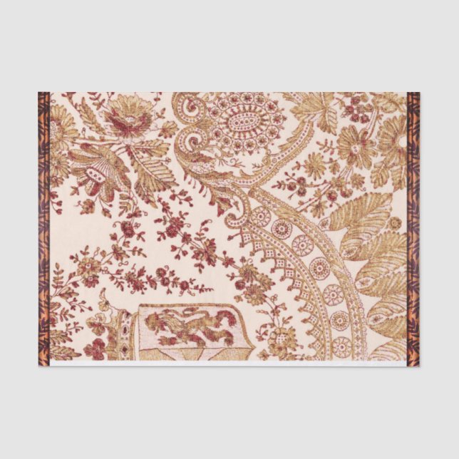 Papel De Seda Rosas Douradas E Vermelhas (Frente )