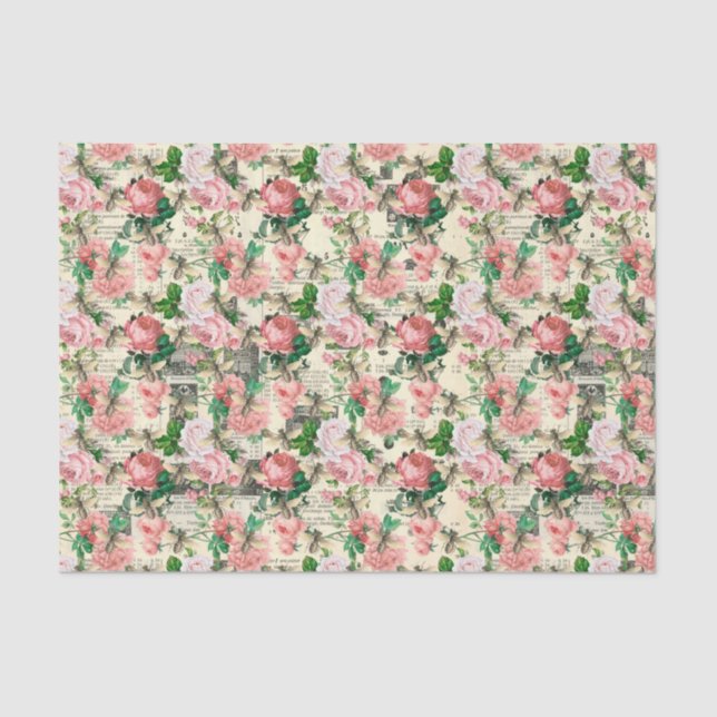 Papel De Seda Rosas e abelhas (Frente )