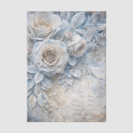 Papel De Seda Rosas e Bagas Brancas de Inverno Inspiradas no Vin