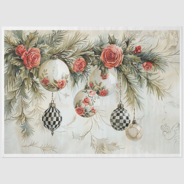 Papel De Seda Rosas e cheques pretos (Frente )