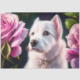 Papel De Seda Rosas E Coleção De Cachorros