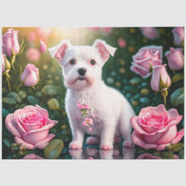 Papel De Seda Rosas E Coleção De Cães Pequenos