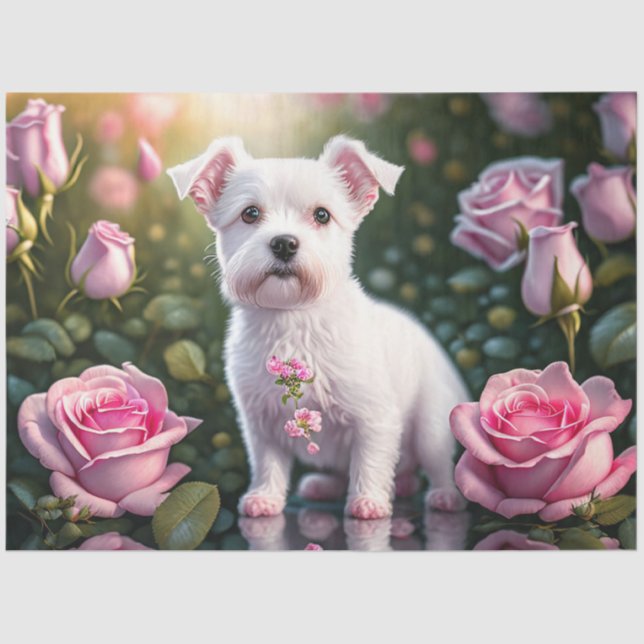 Papel De Seda Rosas E Coleção De Cães Pequenos (Frente )