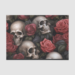 Papel De Seda Rosas e crânios