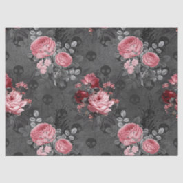 Papel De Seda Rosas e crânios cor-de-rosa na desmontagem de Cinz