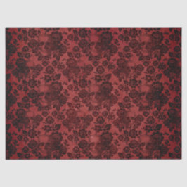 Papel De Seda Rosas e crânios pretos na desvinculação vermelha