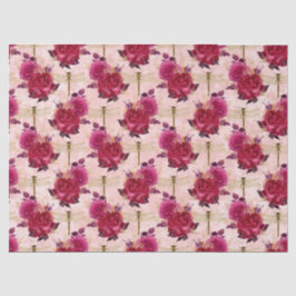 Papel De Seda Rosas e Libélulas (Design 3)