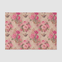 Papel de Seda Rosas Estilo Vitoriano Antigo