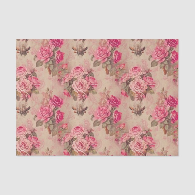 Papel de Seda Rosas Estilo Vitoriano Antigo (Frente )