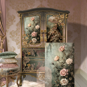 Papel De Seda Rosas Florais Românticas Pintadas Cores Empoeirada
