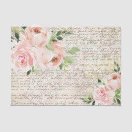 Papel De Seda Rosas Florais Rosa Vintage - Antiga Letra Decoupag