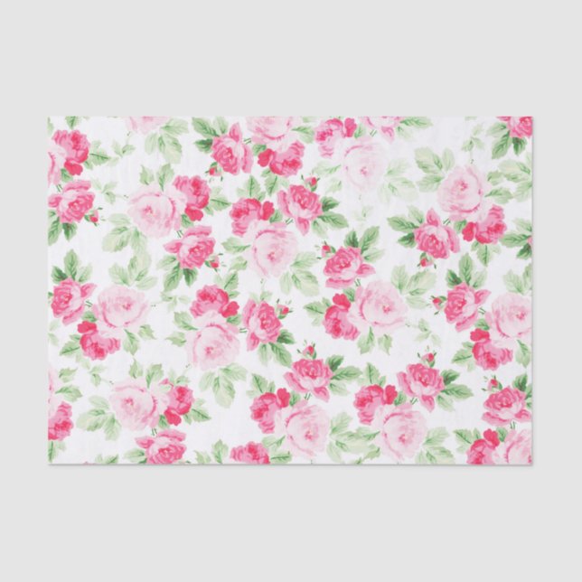 Papel De Seda Rosas na moda brancos cor-de-rosa modernos (Frente )
