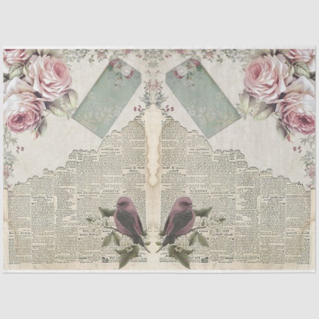 Papel De Seda Rosas para Série de Desenho de Decoupage 23 (Frente )