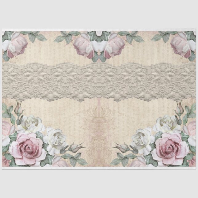 Papel De Seda Rosas para Série de Desenho de Decoupage 27 (Frente )
