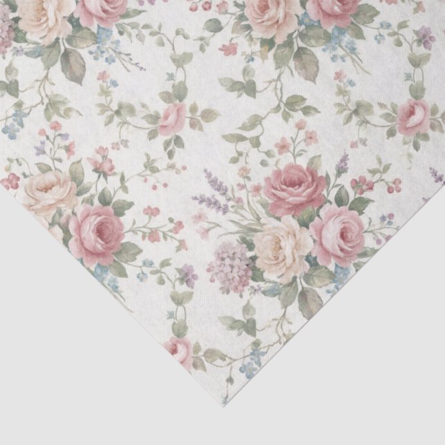 Papel De Seda Rosas Pastel Elegantes Shabby Chic (Detalhes)