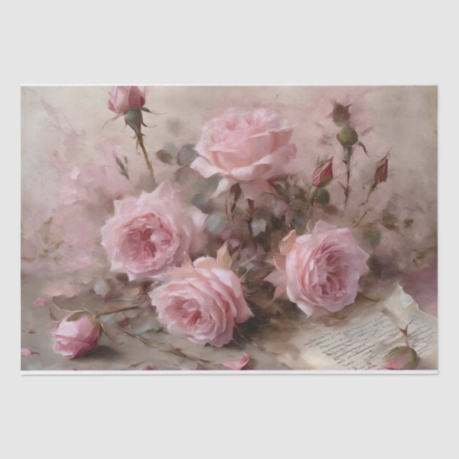 Papel De Seda Rosas Pink Elegantes (Frente )