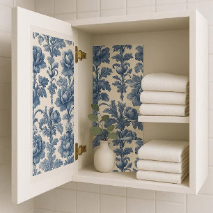Papel De Seda Rosas Poéticas Toile Francês Floral Azul Histórico