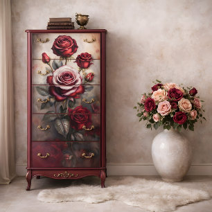 Papel De Seda Rosas Românticas Florais Escuras Decoupage