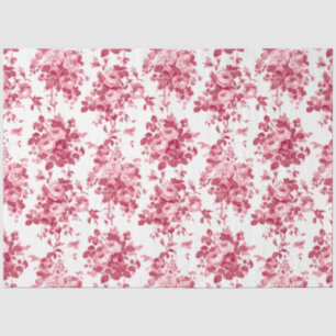 Papel De Seda Rosas Românticos Antiguos Rosa-Rosa em Branco