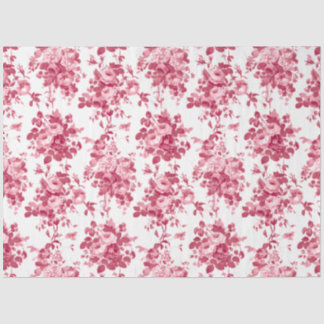 Papel De Seda Rosas Românticos Antiguos Rosa-Rosa em Branco