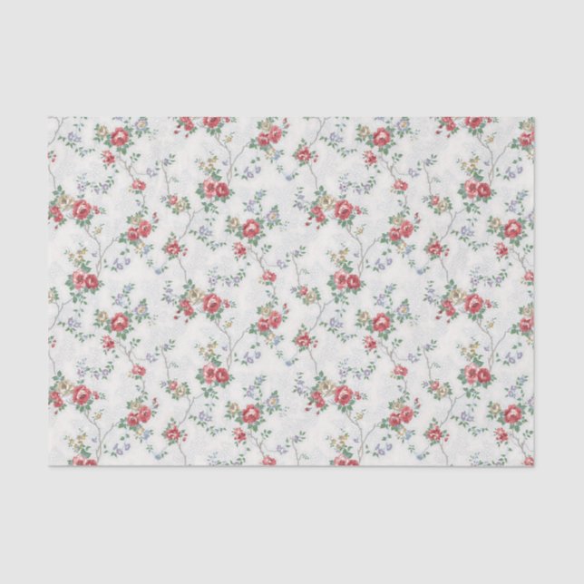 Papel De Seda Rosas Românticos Franceses Corais (Frente )