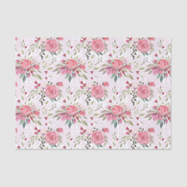 Papel De Seda Rosas Rosa (Frente )