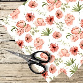 Papel De Seda rosas rosa-aquarela, margaridas