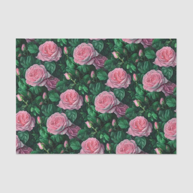 Papel De Seda Rosas Rosa Elegantes (Frente )