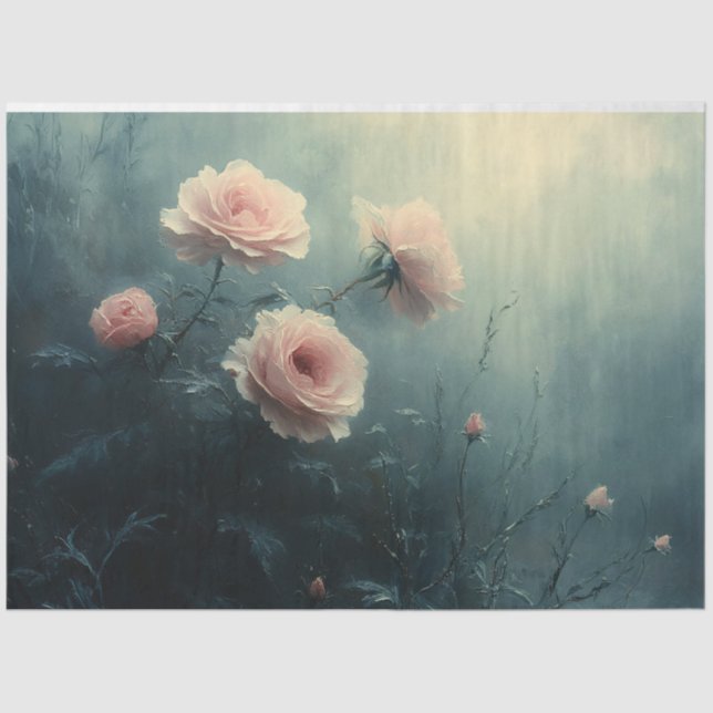 Papel De Seda Rosas Rosa na Desnuvem Mista Moody (Frente )