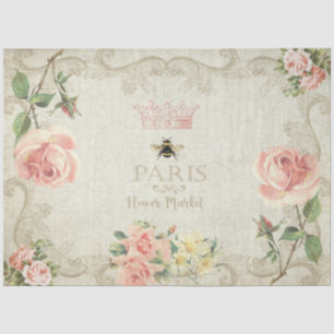 Papel De Seda Rosas Rosa Paris Decoupagem Artesanato