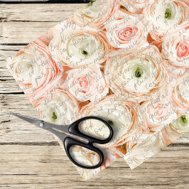 Papel De Seda rosas rosa romântica e roteiro francês