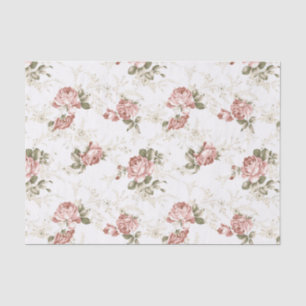 Papel De Seda Rosas Rosa Românticas - Fundo Branco