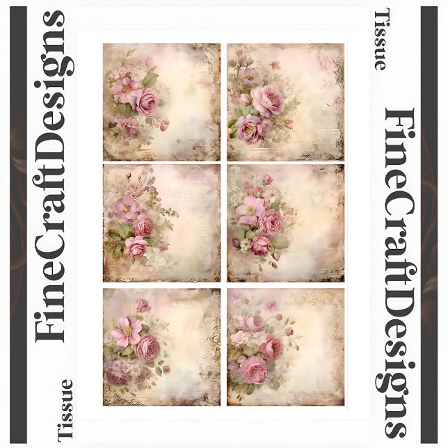 Papel De Seda Rosas Rosa Shabby Chic Conjunto Misto (A1L) Decoup (Criador carregado)