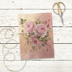 Papel De Seda Rosas Rosa Vintage